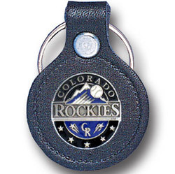 Small Leather & Pewter MLB Key Ring - Colorado Rockies