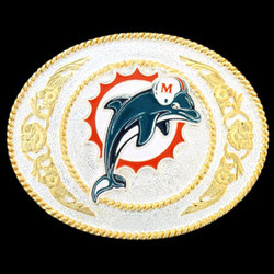 Miami Dolphins - Gold and Silver Toned NFL Logo Buckle